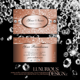 Luxus Rose Gold Glitzer Stars Diamanten Deluxe Visitenkarte