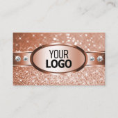 Luxus Rose Gold Glitzer Stars Diamanten und Logo Visitenkarte (Vorderseite)