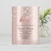 Luxus Rose Gold Glitzer String Lights Einladung (Stehend Vorderseite)