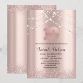 Luxus Rose Gold Glitzer String Lights Einladung (Vorne/Hinten)