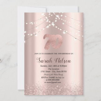 Luxus Rose Gold Glitzer String Lights Einladung