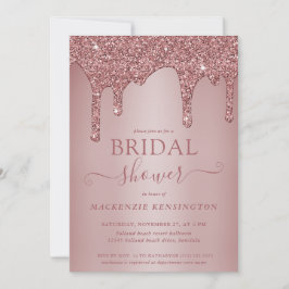 Luxus Rose Gold Glitzer Tropfen Brautparty Einladung