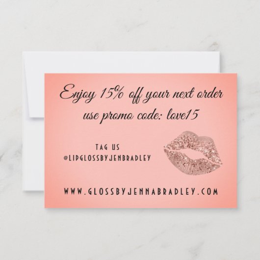 Luxus Rose Gold Glitzer Tropfen Coupon Dankeskarte (Rückseite)