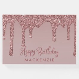 Luxus Rose Gold Glitzer Tropfen Geburtstag Gästebuch