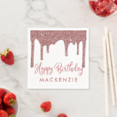 Luxus Rose Gold Glitzer Tropfen Geburtstag Serviette (Beispiel)