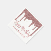 Luxus Rose Gold Glitzer Tropfen Geburtstag Serviette (Ecke)