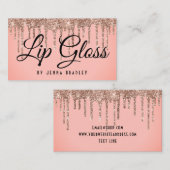 Luxus Rose Gold Glitzer Tropfen Lip Gloss Visitenkarte (Vorne/Hinten)