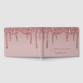 Luxus Rose Gold Glitzer Tropfen Quinceanera Gästebuch (Voll)