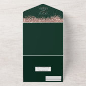 Luxus Rose Gold Green Glitzer Confetti Wedding Al All In One Einladung (Außenbereich)