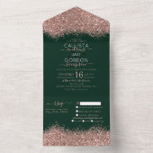 Luxus Rose Gold Green Glitzer Confetti Wedding Al All In One Einladung (Innen Boden)