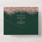 Luxus Rose Gold Green Glitzer Confetti Wedding Al All In One Einladung (Rückseite)