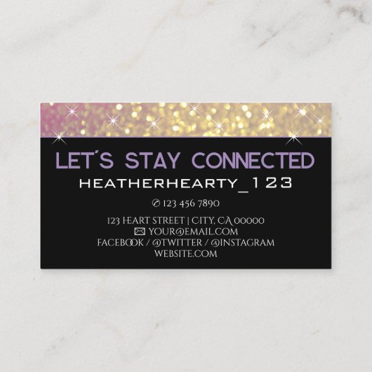 Luxus Rose Gold Lilac Lavender Glitzer Glamour Visitenkarte (Rückseite)