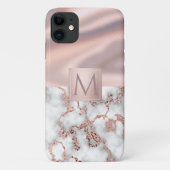 Luxus-Rose Gold Marmor Shimmer Foil Monogram Case-Mate iPhone Hülle (Rückseite)