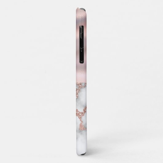 Luxus-Rose Gold Marmor Shimmer Foil Monogram Case-Mate iPhone Hülle (Hinten/Links)