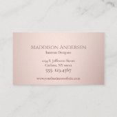 Luxus-Rose Gold Marmor Shimmer Foil Monogram Visitenkarte (Rückseite)