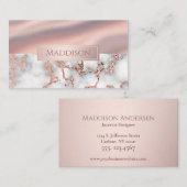 Luxus-Rose Gold Marmor Shimmer Foil Monogram Visitenkarte (Vorne/Hinten)