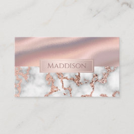 Luxus-Rose Gold Marmor Shimmer Foil Monogram Visitenkarte