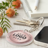 Luxus Rose Gold Metallic Logo QR Code Schlüsselanhänger (Vorderseite rechts)