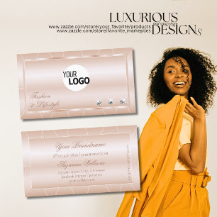 Luxus Rose Gold mit Diamanten und Logo Exquisite Visitenkarte