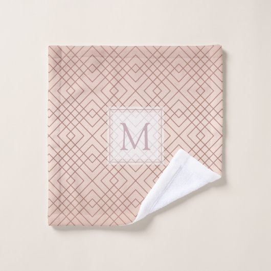 Luxus Rose Gold-Muster Monogram Badhandtuch Set (Waschlappen)