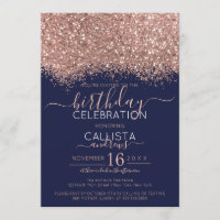 Luxus Rose Gold Navy Glitzer Confetti Geburtstag