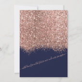 Luxus Rose Gold Navy Glitzer Confetti Verlobung Einladung (Rückseite)