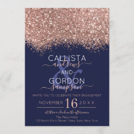 Luxus Rose Gold Navy Glitzer Confetti Verlobung Einladung