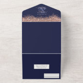 Luxus Rose Gold Navy Glitzer Confetti Wedding All In One Einladung (Außenbereich)