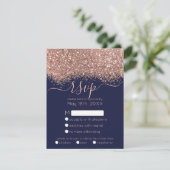 Luxus Rose Gold Navy Glitzer Confetti Wedding RSVP Karte (Stehend Vorderseite)