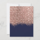 Luxus Rose Gold Navy Glitzer Confetti Wedding RSVP Karte (Rückseite)
