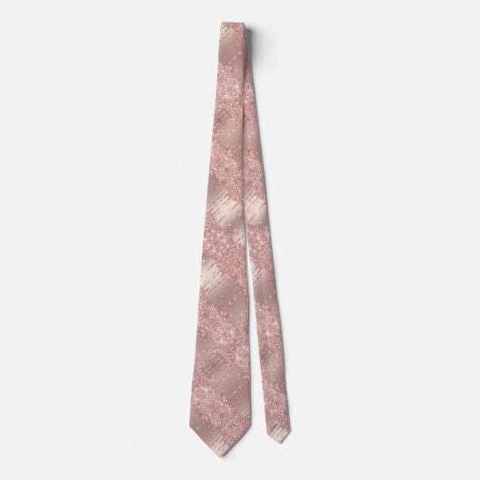 Luxus Rose Gold Neck Tie Blush Glitzer Tropfen Krawatte (Vorderseite)