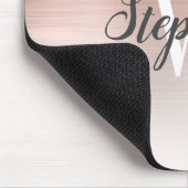 Luxus Rose Gold Ombre Brushed Metal Monogram Mousepad (Ecke)