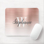 Luxus Rose Gold Ombre Brushed Metal Monogram Mousepad (Mit Mouse)