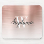 Luxus Rose Gold Ombre Brushed Metal Monogram Mousepad (Vorne)