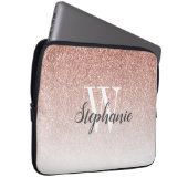 Luxus Rose Gold Ombre Imitate Glitzer Monogram Laptopschutzhülle (Vorne Rechts)