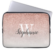 Luxus Rose Gold Ombre Imitate Glitzer Monogram Laptopschutzhülle (Vorderseite)