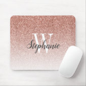 Luxus Rose Gold Ombre Imitate Glitzer Monogram Mousepad (Mit Mouse)