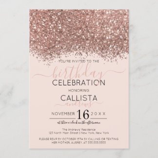 Luxus Rose Gold Pink Glitzer Confetti Geburtstag Einladung