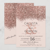Luxus Rose Gold Pink Glitzer Confetti Verlobung Einladung (Vorne/Hinten)
