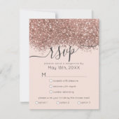 Luxus Rose Gold Pink Glitzer Confetti Wedding RSVP Karte (Vorderseite)
