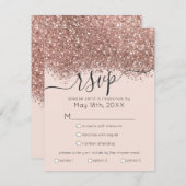 Luxus Rose Gold Pink Glitzer Confetti Wedding RSVP Karte (Vorne/Hinten)