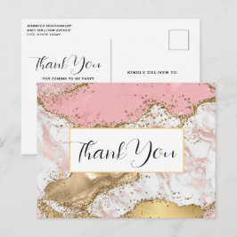 Luxus Rose Gold Pink Marmor Design Vielen Dank Postkarte