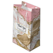 Luxus Rose Gold Pink Marmor Party Vielen Dank Kleine Geschenktüte (Rückseite Schrägansicht)