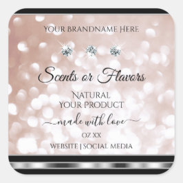 Luxus Rose Gold Produktmarken Dazzling Juwelen Quadratischer Aufkleber