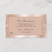 Luxus Rose Gold Sparkle Diamonds Verziert Visitenkarte (Rückseite)