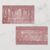 Luxus Rose Gold Sparkle Glitzer Tropfen Bokeh Visitenkarte (Vorne/Hinten)