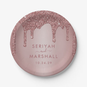 Luxus Rose Gold Sparkle Glitzer Tropfen Hochzeit Pappteller