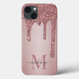 Luxus Rose Gold Sparkle Glitzer Tropfen Monogramm Case-Mate iPhone Hülle