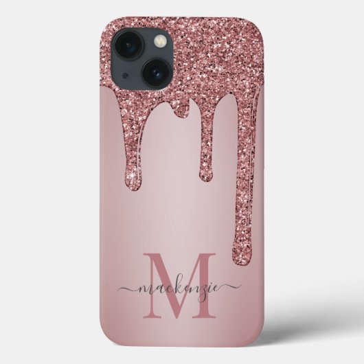 Luxus Rose Gold Sparkle Glitzer Tropfen Monogramm Case-Mate iPhone Hülle (Rückseite)