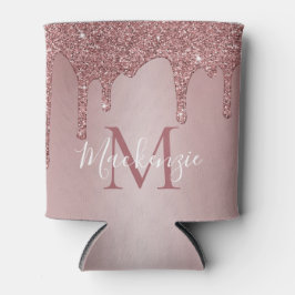 Luxus Rose Gold Sparkle Glitzer Tropfen Monogramm Dosenkühler